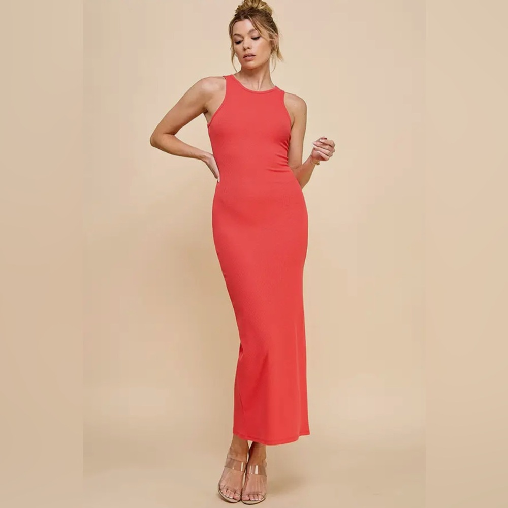 Elegant Coral Maxi Dress